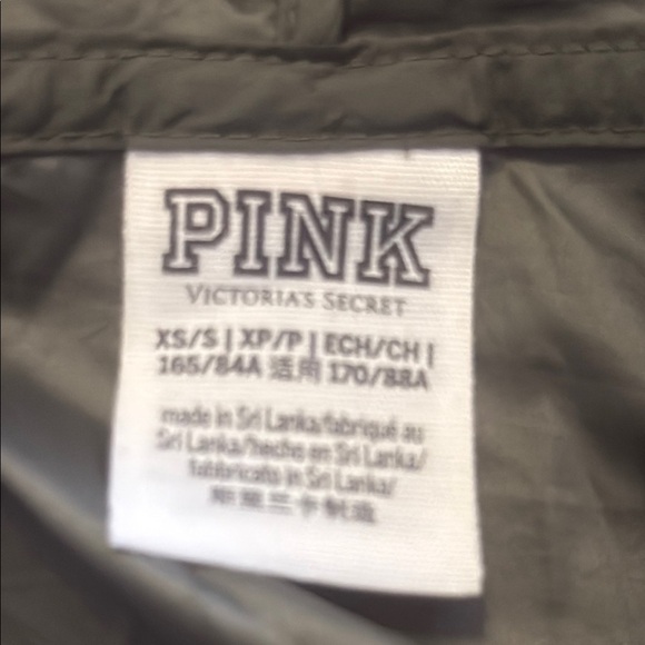 Victoria's Secret Pink Bling Campus Hoodie Anorak Jacket Olive Green XS S - Picture 5 of 6